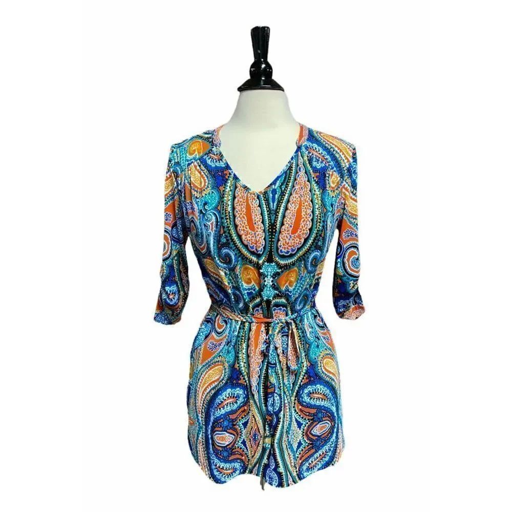 East 5th Multi Pasley Quarter Sleeve Tunic Top Size Medium